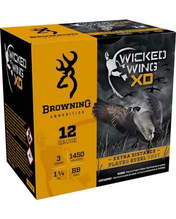 Browning Ammo B193411230 Wicked Wing XD12Gauge 3" 1 1/4oz BBShot 25 Per Box/10 Case