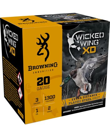 Browning Ammo B193412032 Wicked Wing XD20Gauge 3" 1oz 2Shot 25 Per Box/10 Case