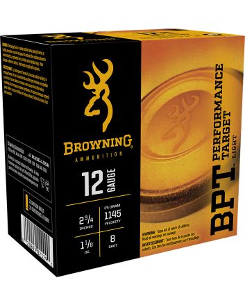 Browning Ammo B193611228 BPT Performance Target Light 12Gauge 2.75" 1 1/8oz 8Shot 25 Per Box/10 Case