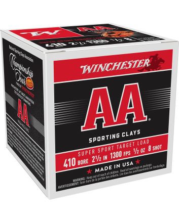 Winchester Ammo AASC418 AA Super Sport Sporting Clay 410Gauge 2.50" 1/2oz 8Shot 25 Per Box/10 Case