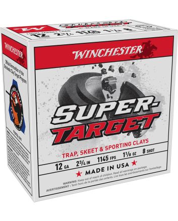 Winchester Ammo TRGT128 Super-Target Light Target 12Gauge 2.75" 1 1/8oz 8Shot 25 Per Box/10 Case