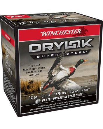Winchester Ammo SSH12LH2 Drylok Super Steel High Velocity 12Gauge 3.50" 1 1/2oz 2Shot 25 Per Box/10 Case