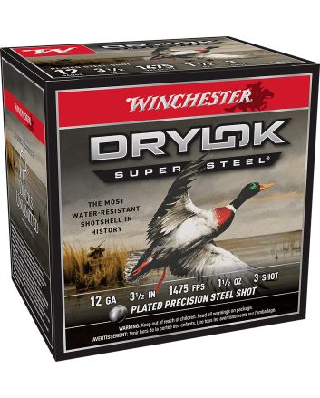 Winchester Ammo SSH12LH3 Drylok Super Steel High Velocity 12Gauge 3.50" 1 1/2oz 3Shot 25 Per Box/10 Case