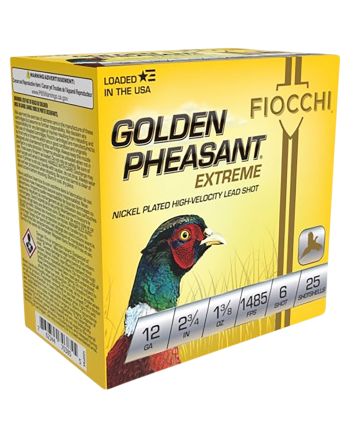 Fiocchi 12GPX6 Golden Pheasant Extrema 12Gauge 2.75" 1 3/8oz 6Shot 25 Per Box/10 Case