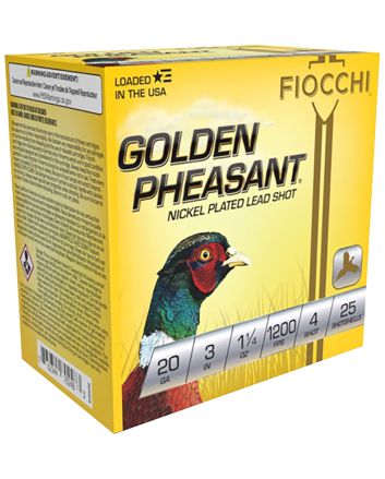 Fiocchi 203GP4 Golden Pheasant Extrema 20Gauge 3" 1 1/4oz 4Shot 25 Per Box/10 Case