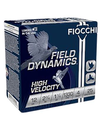 Fiocchi 12HV4 Field Dynamics High Velocity 12Gauge 2.75" 1 1/4oz 4Shot 25 Per Box/10 Case