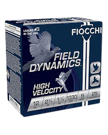 Fiocchi 12HV9 Field Dynamics High Velocity 12Gauge 2.75" 1 1/4oz 9Shot 25 Per Box/10 Case