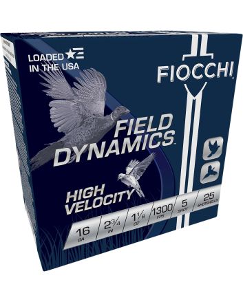 Fiocchi 16HV5 Field Dynamics High Velocity 16Gauge 2.75" 1 1/8oz 5Shot 25 Per Box/10 Case