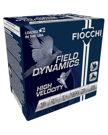 Fiocchi 16HV75 Field Dynamics High Velocity 16Gauge 2.75" 1 1/8oz 7.5Shot 25 Per Box/10 Case