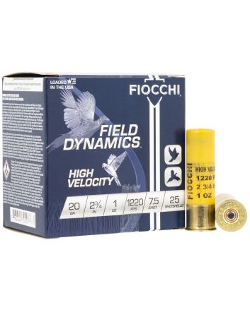 Fiocchi 20HV75 Field Dynamics High Velocity 20Gauge 2.75" 1oz 7.5Shot 25 Per Box/10 Case