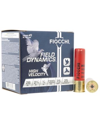 Fiocchi 28HV75 Field Dynamics High Velocity 28Gauge 2.75" 3/4oz 7.5Shot 25 Per Box/10 Case