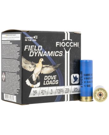 Fiocchi 16GT75 Field Dynamics Dove &amp; Quail 16Gauge 2.75" 1oz 7.5Shot 25 Per Box/10 Case