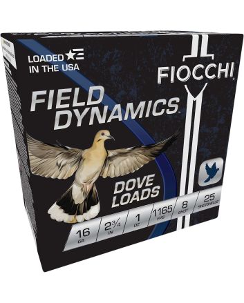 Fiocchi 16GT8 Field Dynamics Dove &amp; Quail 16Gauge 2.75" 1oz 8Shot 25 Per Box/10 Case