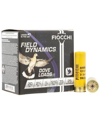 Fiocchi 20GT75 Field Dynamics Dove &amp; Quail 20Gauge 2.75" 7/8oz 7.5Shot 25 Per Box/10 Case