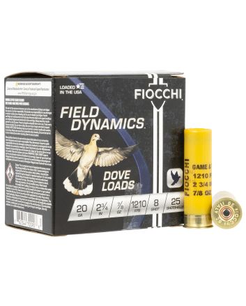 Fiocchi 20GT8 Field Dynamics Dove &amp; Quail 20Gauge 2.75" 7/8oz 8Shot 25 Per Box/10 Case