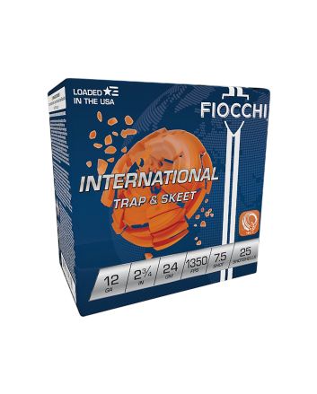 Fiocchi 12IN2475 Exacta Target International Trap &amp; Skeet 12Gauge 2.75" 24gram 7.5Shot 25 Per Box/10 Case