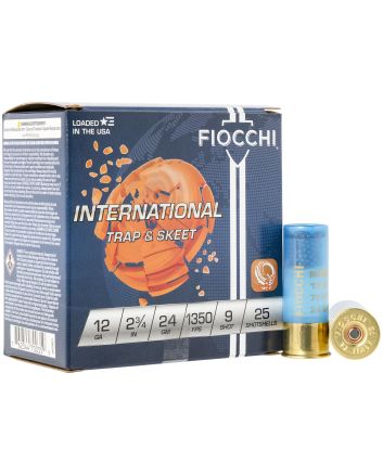 Fiocchi 12IN249 Exacta Target International Trap &amp; Skeet 12Gauge 2.75" 24gram 9Shot 25 Per Box/10 Case