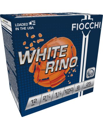 Fiocchi 12WRNO8 Exacta Target White Rino Target 12Gauge 2.75" 1 1/8oz 8Shot 25 Per Box/10 Case