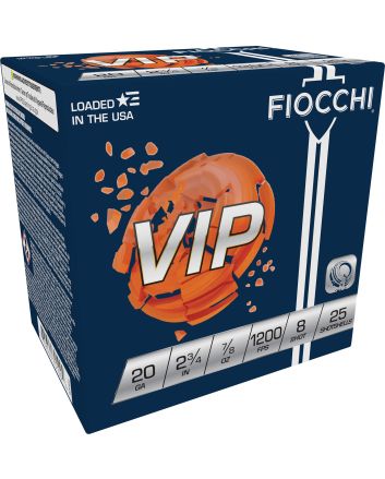 Fiocchi 20VIP8 Exacta Target VIP 20Gauge 2.75" 7/8oz 8Shot 25 Per Box/10 Case