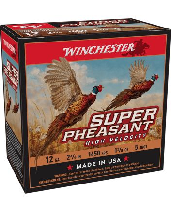 Winchester Ammo X12PHV5 Super Pheasant High Velocity High Brass 12Gauge 2.75" 1 3/8oz 5Shot 25 Per Box/10 Case
