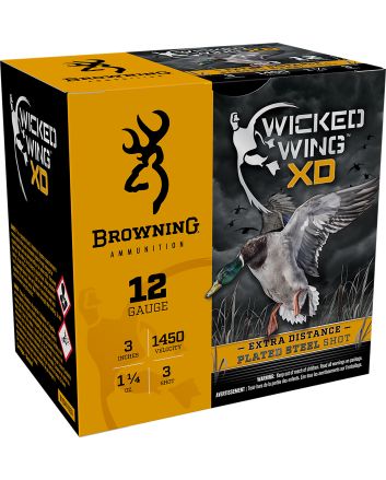 Browning Ammo B193411233 Wicked Wing XD12Gauge 3" 1 1/4oz 3Shot 25 Per Box/10 Case