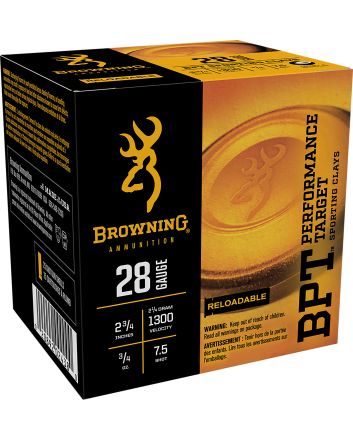 Browning Ammo B193632827 BPT Performance Target Sporting Clay 28Gauge 2.75" 3/4oz 7.5Shot 25 Per Box/10 Case