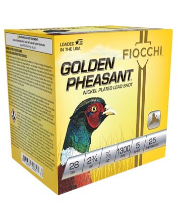 Fiocchi 28GP5 Golden Pheasant Extrema 28Gauge 2.75" 7/8oz 5Shot 25 Per Box/10 Case