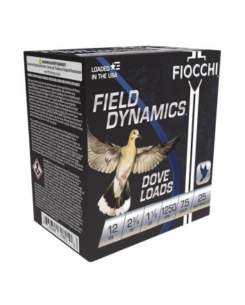 Fiocchi 12GTX187 Field Dynamics Dove &amp; Quail 12Gauge 2.75" 1 1/8oz 7.5Shot 25 Per Box/10 Case
