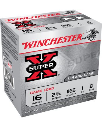 Winchester Ammo XU168 Super X Game Load 16Gauge 2.75" 1oz 8Shot 25 Per Box/10 Case
