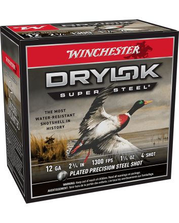 Winchester Ammo XSM124 Drylok Super Steel Magnum 12Gauge 2.75" 1 1/4oz 4Shot 25 Per Box/10 Case