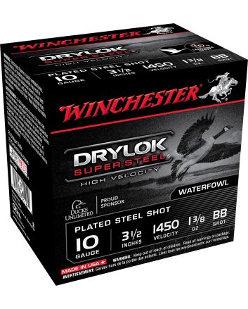 Winchester Ammo SSH10BB Drylok Super Steel High Velocity 10Gauge 3.50" 1 3/8oz BBShot 25 Per Box/10 Case