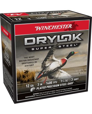 Winchester Ammo XSV1233 Drylok Super Steel Magnum 12Gauge 3" 1 1/4oz 3Shot 25 Per Box/10 Case