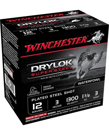Winchester Ammo XSM1233 Drylok Super Steel Magnum 12Gauge 3" 1 3/8oz 3Shot 25 Per Box/10 Case