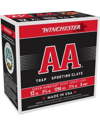 Winchester Ammo AAHA128 AA Super Handicap Heavy Target 12Gauge 2.75" 1 1/8oz 8Shot 25 Per Box/10 Case