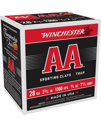 Winchester Ammo AASC287 AA Super Sport Sporting Clay 28Gauge 2.75" 3/4oz 7.5Shot 25 Per Box/10 Case