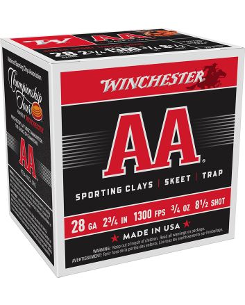 Winchester Ammo AASC2885 AA Super Sport Sporting Clay 28Gauge 2.75" 3/4oz 8.5Shot 25 Per Box/10 Case