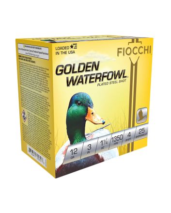 Fiocchi 123SGW4 Golden Waterfowl12Gauge 3" 1 1/4oz 4Shot 25 Per Box/10 Case