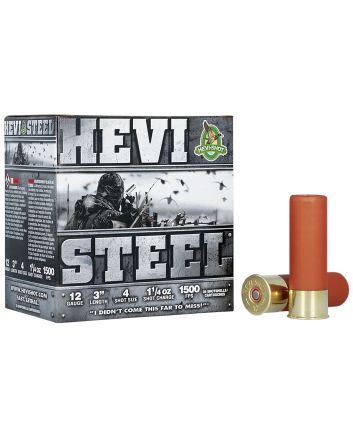 HEVI-Shot HS60004 HEVI-Steel12Gauge 3" 1 1/4oz 4Shot 25 Per Box/10 Case