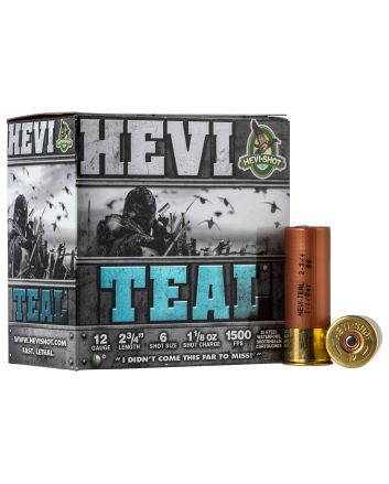 HEVI-Shot HS61226 HEVI-Teal12Gauge 2.75" 1 1/8oz 6Shot 25 Per Box/10 Case
