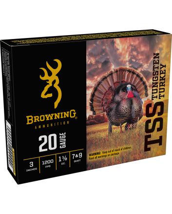 Browning Ammo B193922030 TSS Tungsten Turkey 20Gauge 3" 1 1/2oz Tungsten 7/9Shot 5 Per Box/10 Case