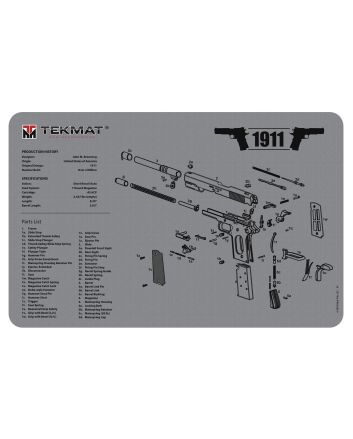 TekMat TEKR171911GY 1911 Cleaning Mat Gray Rubber 11"x17" 1911 Diagram