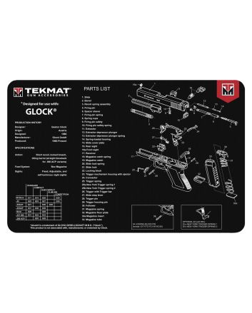 TekMat TEKR17GLOCK Glock Cleaning Mat Black/White Rubber 11"x17" Glock Parts Diagram