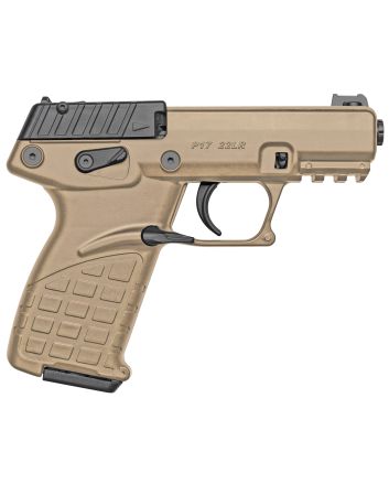 Kel-Tec P17TAN P17Compact Frame 22 LR 16+1 3.80" Black Steel Threaded Barrel, Tan Serrated Slide, Tan w/Black Controls Polymer Frame w/Picatinny Rail, Textured Grip, Ambidextrous
