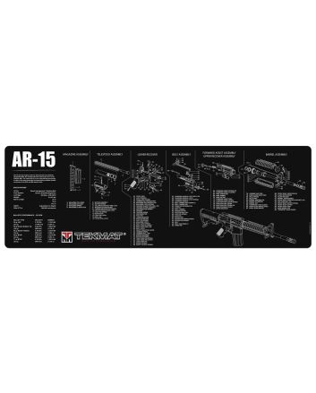 TekMat TEKR36AR15 AR-15 Cleaning Mat Black/White Rubber 12"x36" AR-15 Parts Diagram
