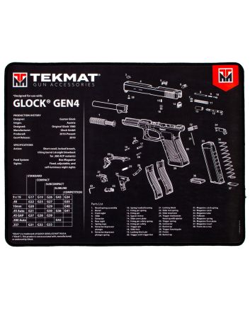 TekMat TEKR20GLOCKG4 Glock Gen4 Ultra 20 Cleaning Mat Black/White Rubber 15"x20" Glock Gen4 Parts Diagram