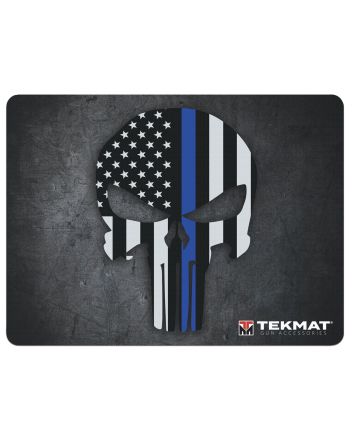 TekMat TEKR20PUNISHERUltra 20 Cleaning Mat Black/White/Blue Rubber 15"x20" Blue Line Punisher Skull