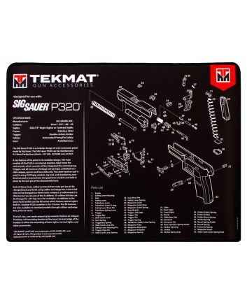 TekMat TEKR20SIGP320 Sig Sauer P320 Ultra 20 Cleaning Mat Black/White Rubber 15"x20" Sig P320 Parts Diagram
