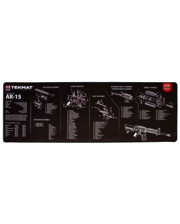 TekMat TEKR44AR15 AR-15 Ultra 44 Cleaning Mat Black/White Rubber 15"x44" AR-15 Parts Diagram