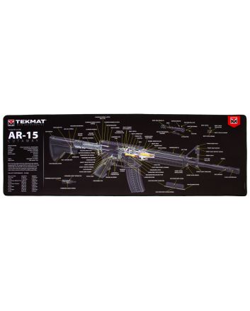 TekMat TEKR44AR15CA AR-15 Cleaning Mat Black/White Rubber 15"x44" AR-15 3D Cutaway Illustration