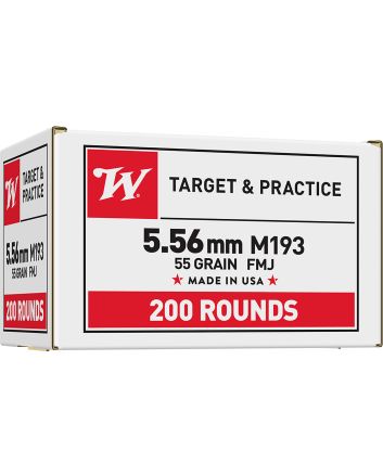 Winchester Ammo WM193200 USA M193 5.56x45mmNATO 55gr Full Metal Jacket 200 Per Bx/4 Case *Value Pack